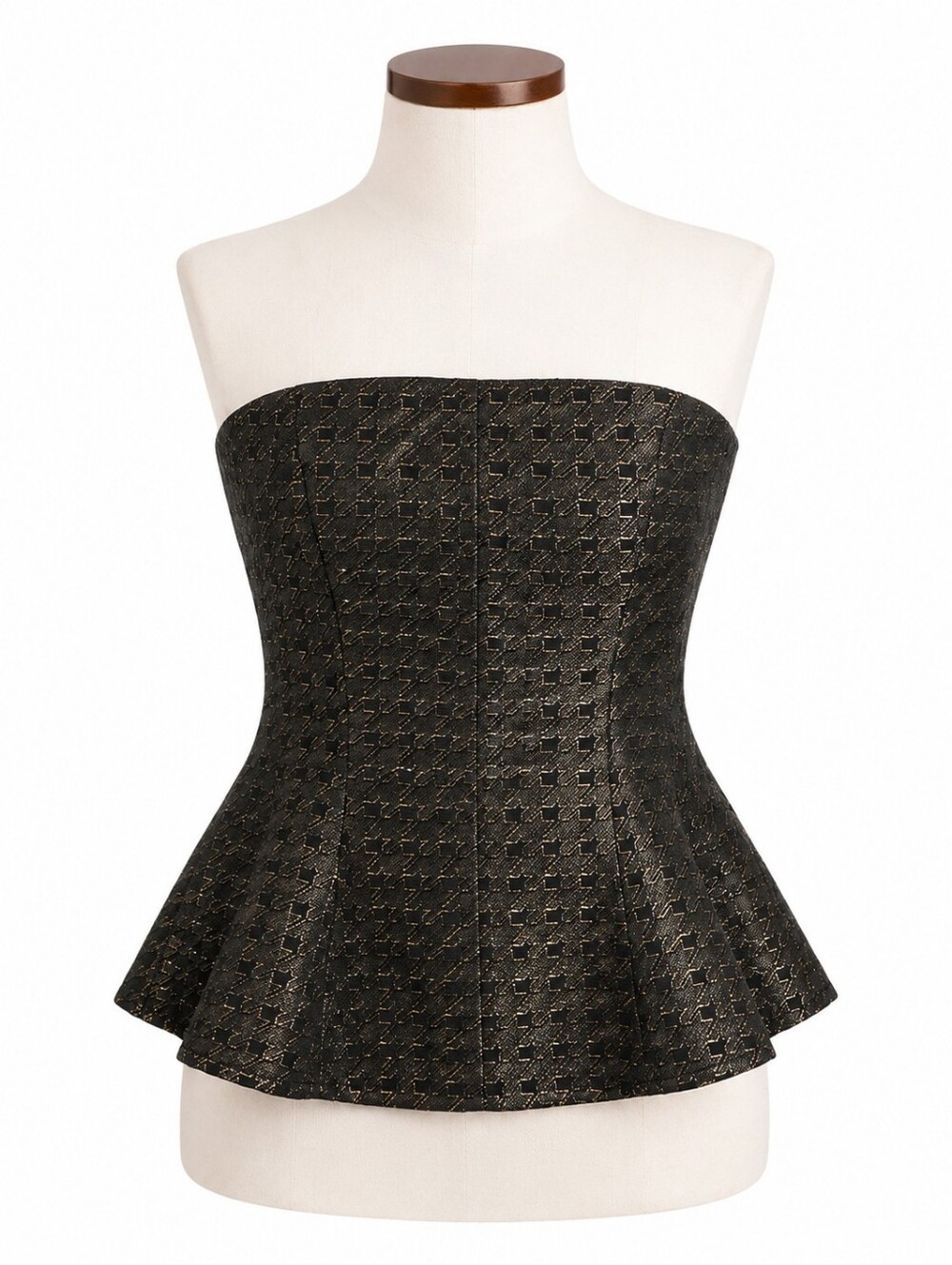 Versona Free Market NWT Black & Gold Strapless Peplum Top Sz XS Y2K Indie Sleeze